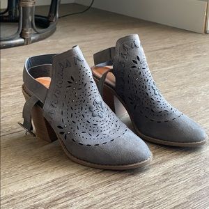 Gray Open Back Booties - size 6